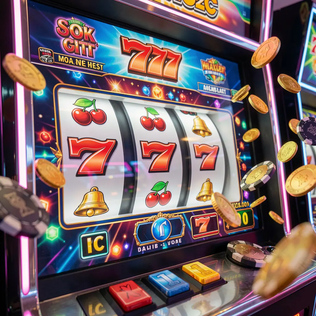 6NNN – Experience high stakes slot excitement and real winning moments Close up of a glowing slot machine showing triple seven symbols and scattered gold coins representing big wins and premium slot action at 6NNN casino in Bangladesh